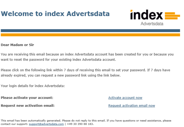 Mailing Welcome to index Advertsdata