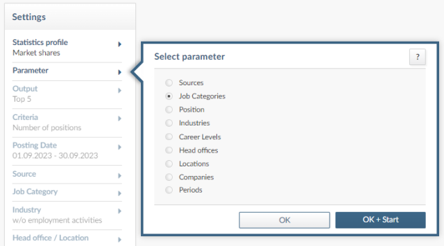 Function "Select parameter" in index Advertsdata, "Job Categories" is crossed
