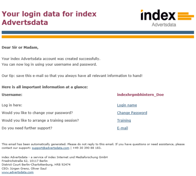 Mailing Welcome to index Advertsdata