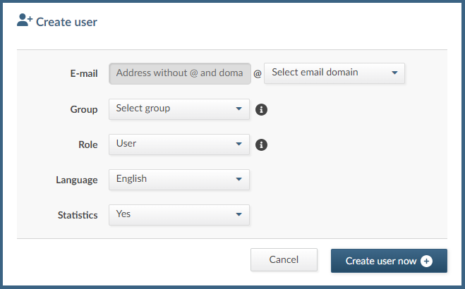Create user in the user administration of index Advertsdata